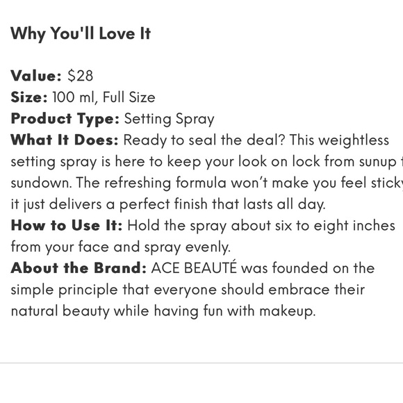 COPY - ACE BEAUTÉ
Seal It Makeup Setting Spray - Picture 2 of 3